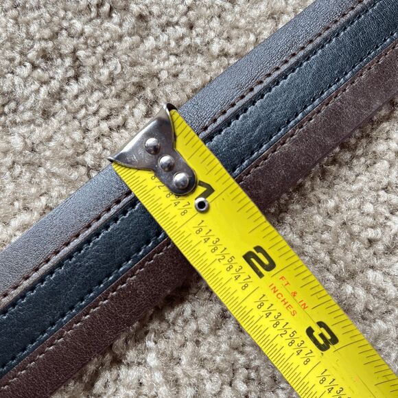 VTG Bronzino Italian Leather Belt Brown Black Stripe 38/95 Made in Italy - Picture 9 of 11